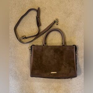 Rebecca Minkoff Brown Suede Top-Handle Satchel with Detachable Strap